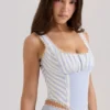 Petra Blauw Gestreepte Korsetten Top