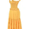 Phedra Tangerine Shirred Zomerjurk