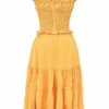 Phedra Tangerine Shirred Zomerjurk