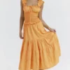 Phedra Tangerine Shirred Zomerjurk