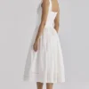 Phoebe witte katoenen midi-jurk met broderie anglaise-rand