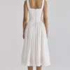 Phoebe witte katoenen midi-jurk met broderie anglaise-rand