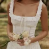 Phoebe witte katoenen midi-jurk met broderie anglaise-rand