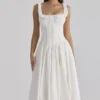 Phoebe witte katoenen midi-jurk met broderie anglaise-rand