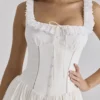 Phoebe witte katoenen midi-jurk met broderie anglaise-rand
