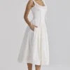 Phoebe witte katoenen midi-jurk met broderie anglaise-rand