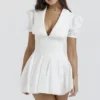 Piera witte geplooide mini-jurk