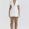 Piera witte geplooide mini-jurk