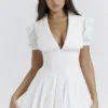 Piera witte geplooide mini-jurk