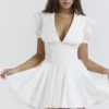 Piera witte geplooide mini-jurk