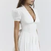 Piera witte geplooide mini-jurk