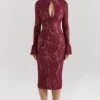 Pierette Berry Lace Midi-jurk