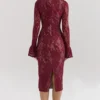 Pierette Berry Lace Midi-jurk