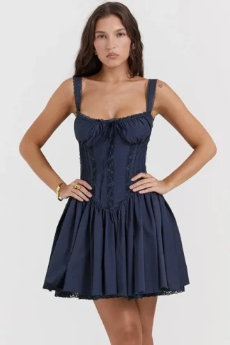Pietra French Navy korsettenminijurk