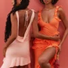 Pixie Flame Orange Ruffle Maxi Jurk