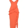 Pixie Flame Orange Ruffle Maxi Jurk