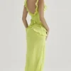 Pixie Lime maxi-jurk met ruches