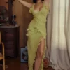 Pixie Lime maxi-jurk met ruches