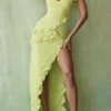 Pixie Lime maxi-jurk met ruches