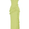 Pixie Lime maxi-jurk met ruches