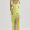 Pixie Lime maxi-jurk met ruches