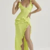 Pixie Lime maxi-jurk met ruches
