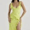 Pixie Lime maxi-jurk met ruches