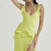 Pixie Lime maxi-jurk met ruches