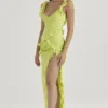Pixie Lime maxi-jurk met ruches