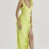 Pixie Lime maxi-jurk met ruches