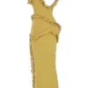 Pixie Olive Ruffle Maxi Jurk
