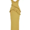 Pixie Olive Ruffle Maxi Jurk