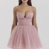 Princess French Rose Tule Mini Jurk