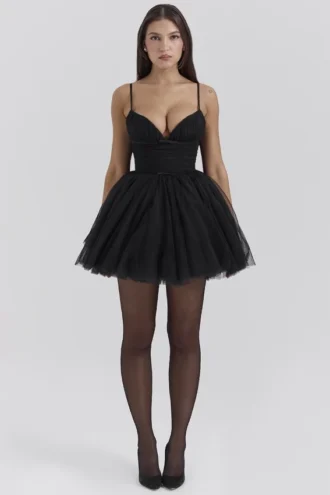 Princess zwarte tule mini-jurk