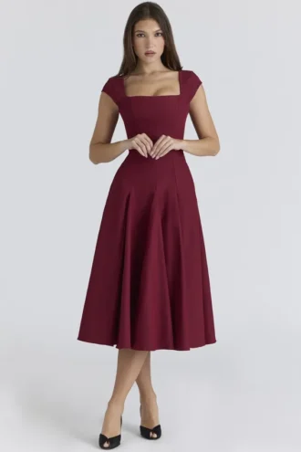 Raisa Midi-jurk van twill met kanten rug