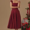 Raisa Midi-jurk van twill met kanten rug
