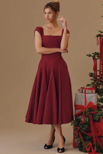 Raisa Midi-jurk van twill met kanten rug