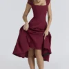 Raisa Midi-jurk van twill met kanten rug