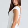 Raisa witte midi-jurk met vierkante hals van twill