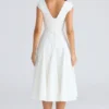 Raisa witte midi-jurk met vierkante hals van twill