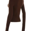 Raquel chocoladebruine top met ronde hals van kasjmiermix