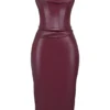 Raven Mulberry veganistische leren korsetjurk
