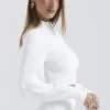 Reeva witte geribde trui met ballonmouwen