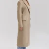 Remi Camel lange mantel met enkele rij knopen