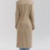 Remi Camel lange mantel met enkele rij knopen