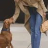 Remi Camel lange mantel met enkele rij knopen