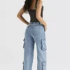 Ria blauwe gewassen utility-Jeans