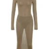 Roberta Tan gebreide midi-jurk