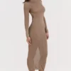 Roberta Tan gebreide midi-jurk
