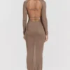 Roberta Tan gebreide midi-jurk